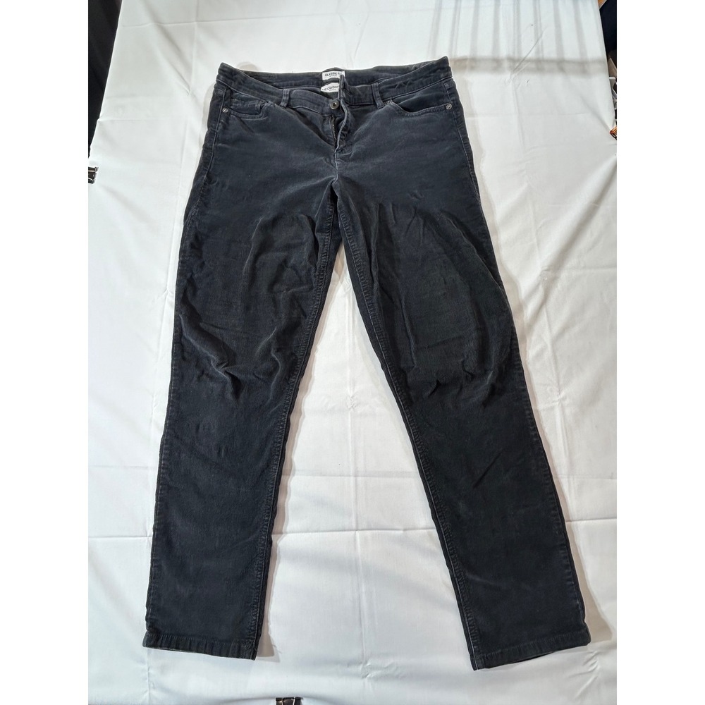 Liz Claiborne Petite Women 10P Gray Corduroy Pants Classic Fit Skinny Stretch